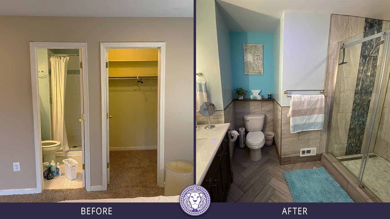 Before and After images showing a Complete Bathroom Remodel